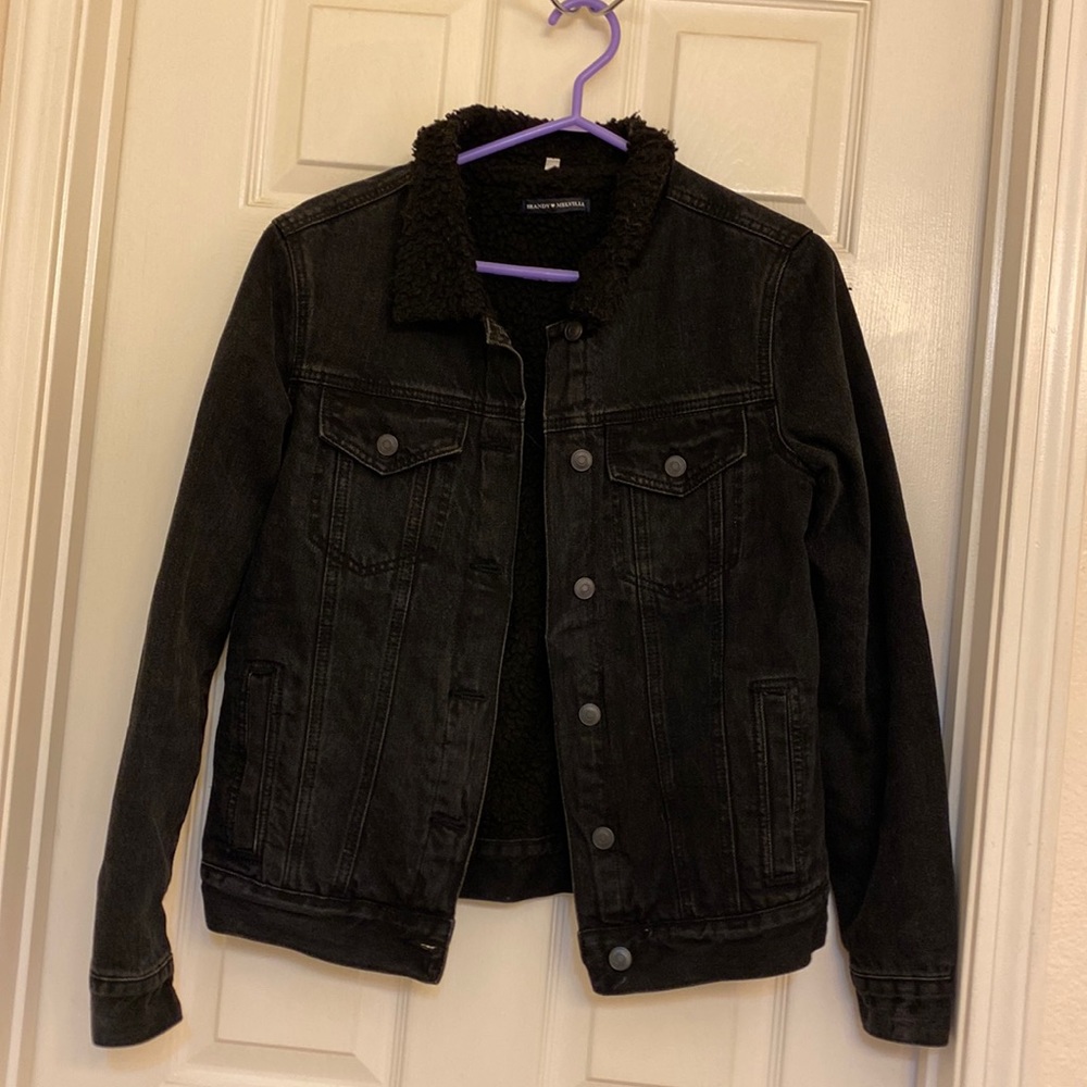 Black fuzzy lined Brandy Melville jean jacket